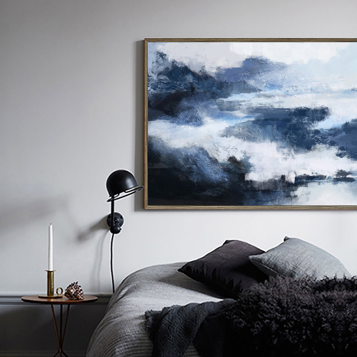 Dramatic Indigo Cloudscape Painting Horizontal