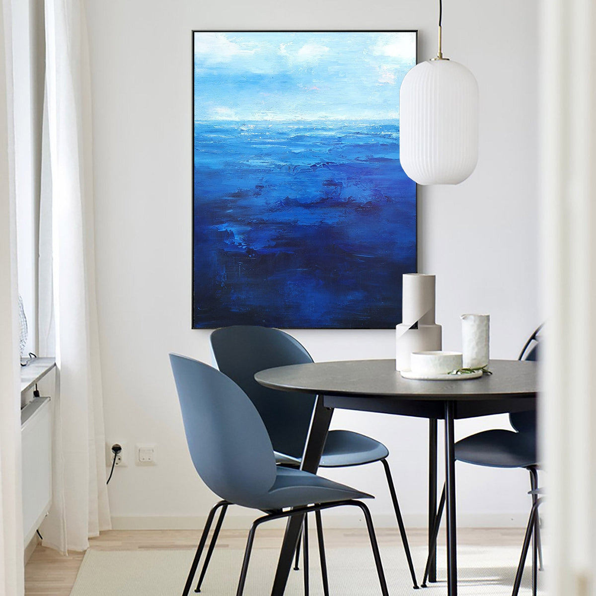Deep Blue Seascape Oil Painting Vertical Wall Art