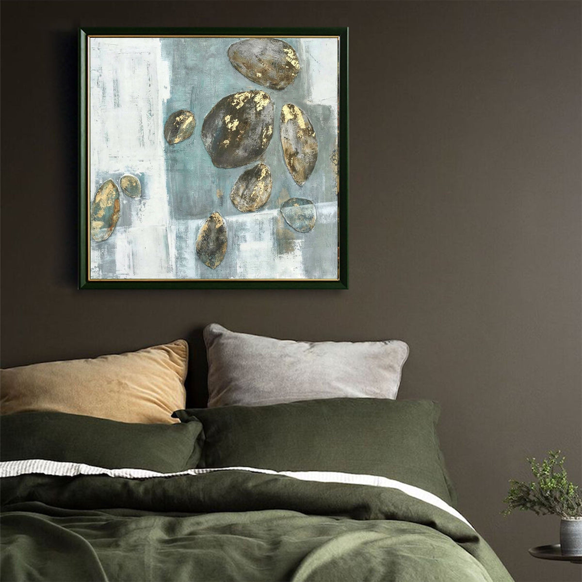 Gold Accent Pebble Abstract Painting Square