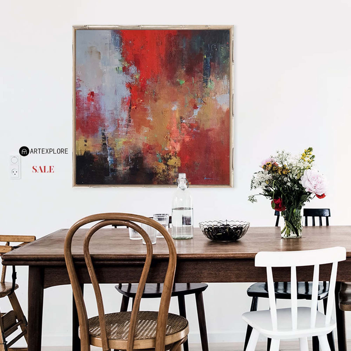 Bold Multicolor Abstract Square Canvas Art