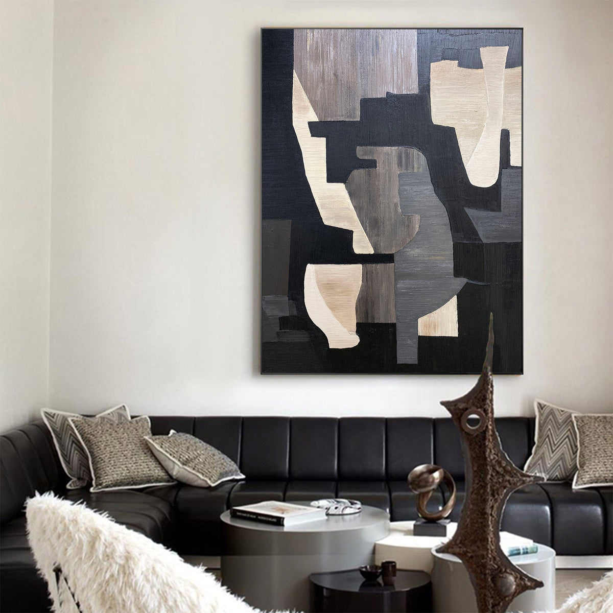 Monochrome Geometric Block Painting