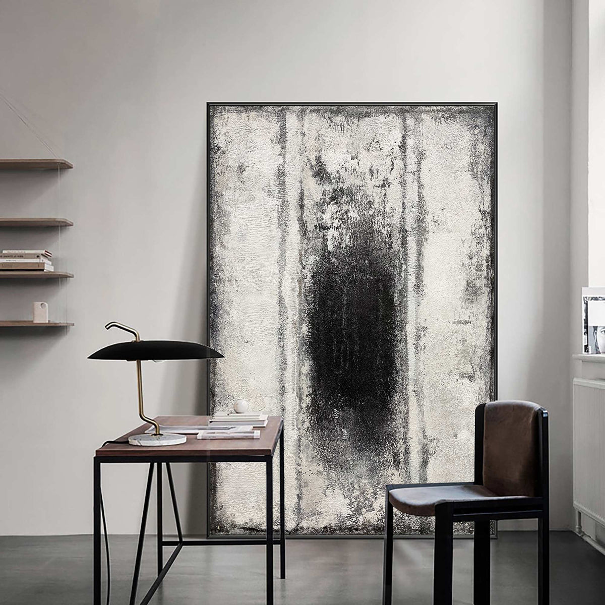 Minimalist Monochrome Abstract Oil Painting