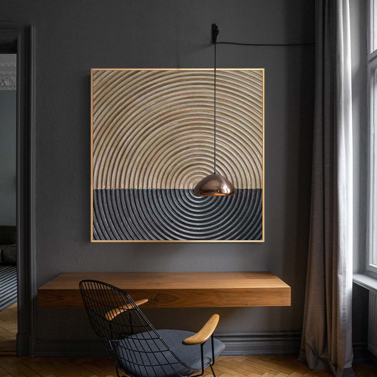 Minimalist 3D Textured Concentric Circles Wall Art