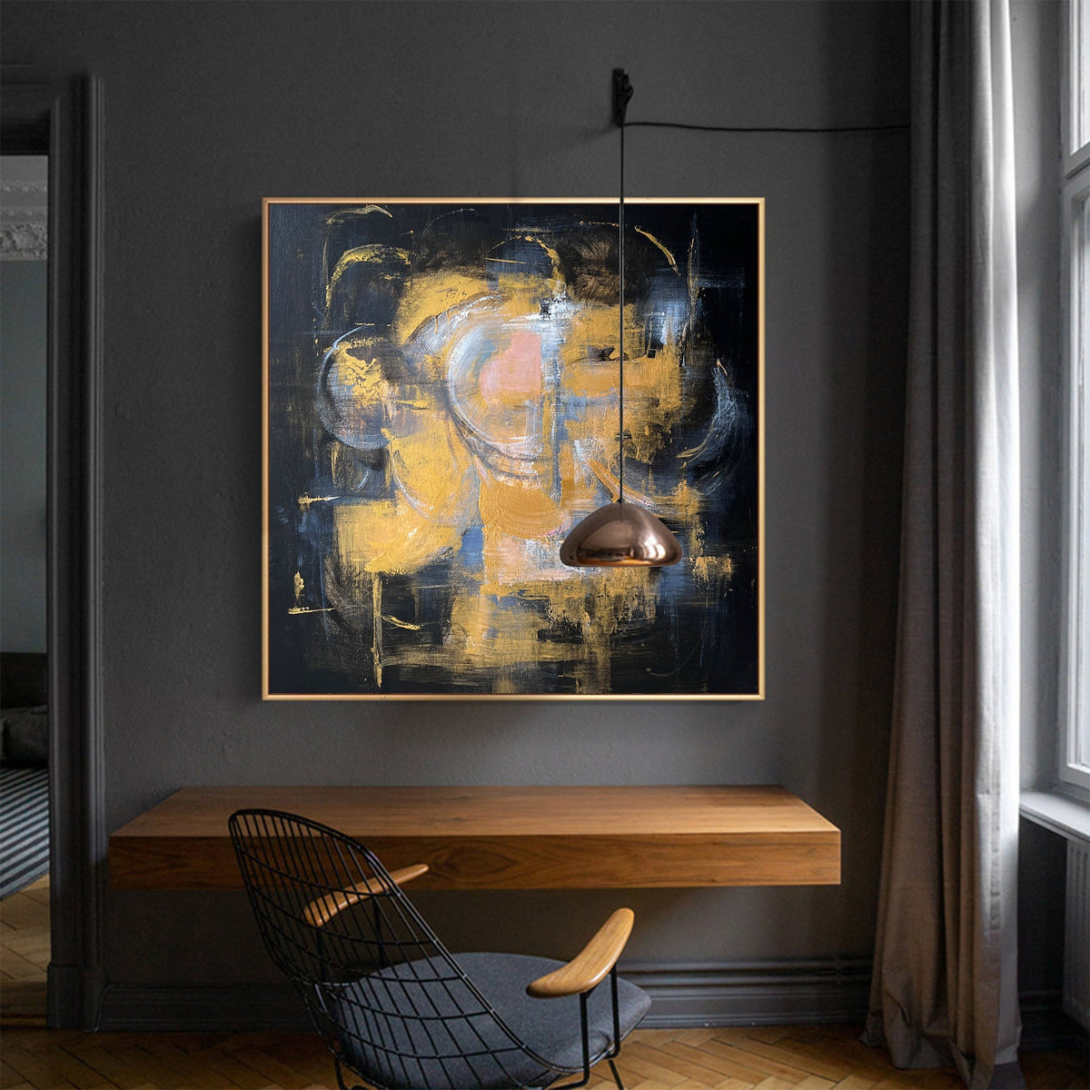 Midnight Gold Abstract Painting