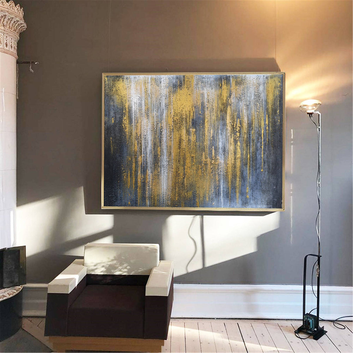 Gilded Rain Abstract Painting