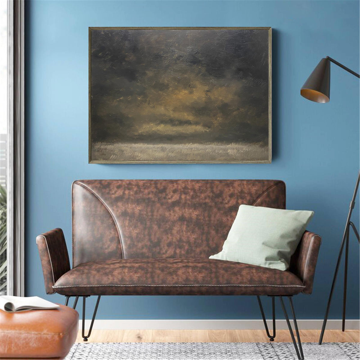 Moody Gold Charcoal Landscape Oil Painting
