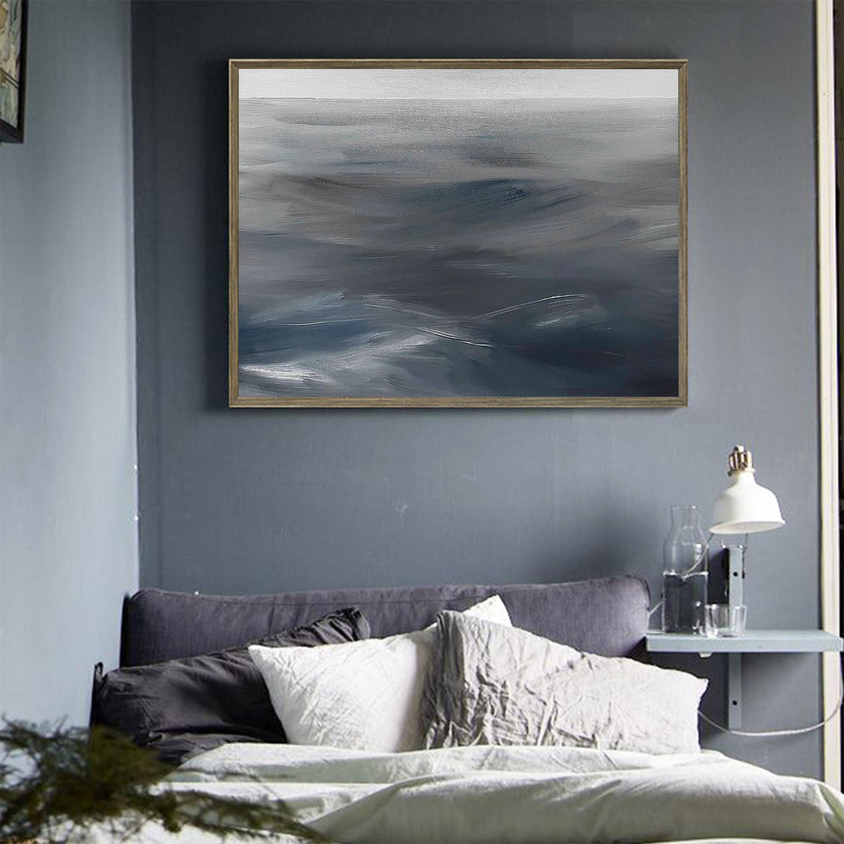 Moody Deep‑Tone Ocean Abstract  Wall Art
