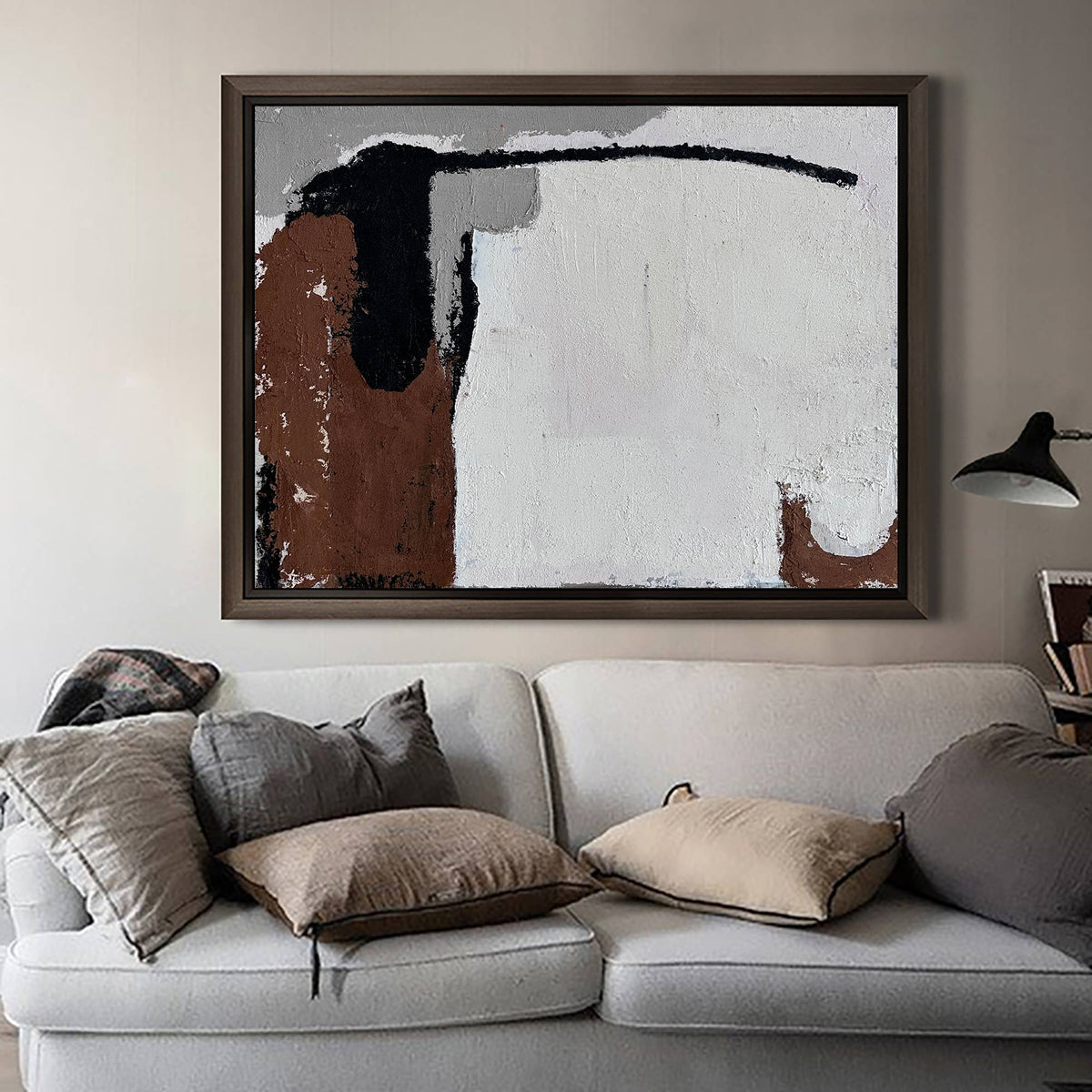 Wall Art Abstract Panoramic Neutral Modern Linen Canvas Living Room | Neutralighting