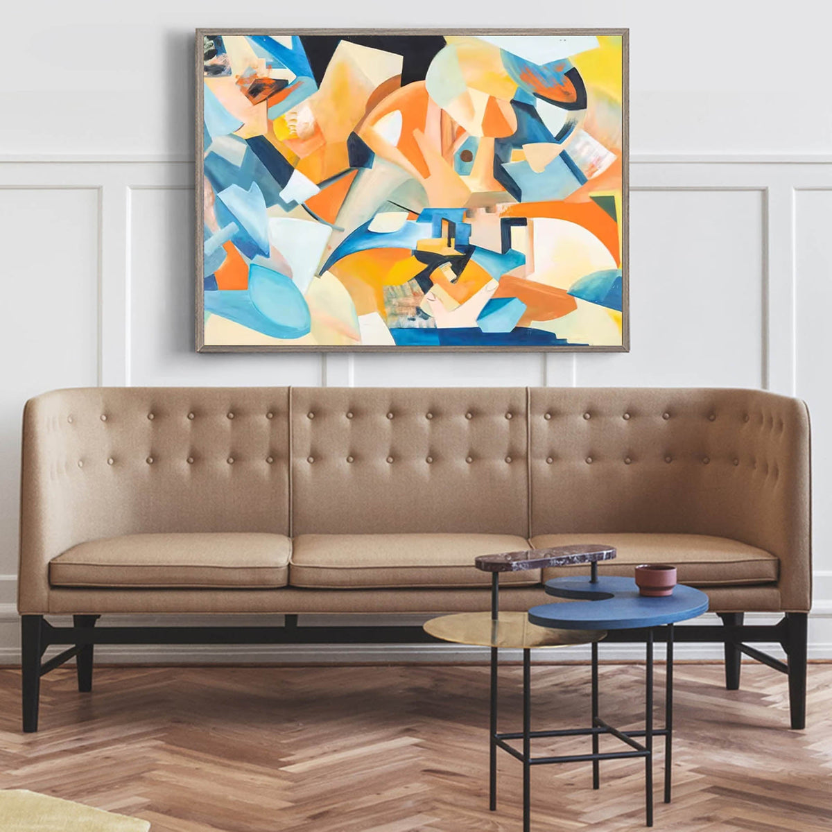 Cubist-Inspired Painting Blue Orange