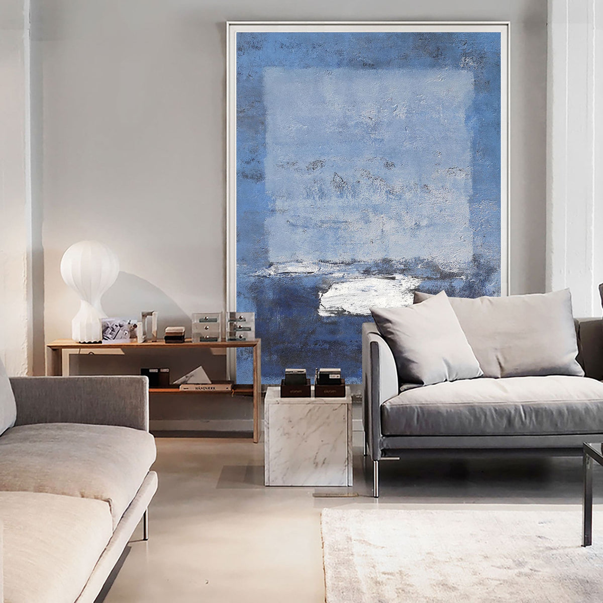 Luminous Blue Seascape Painting Vertical