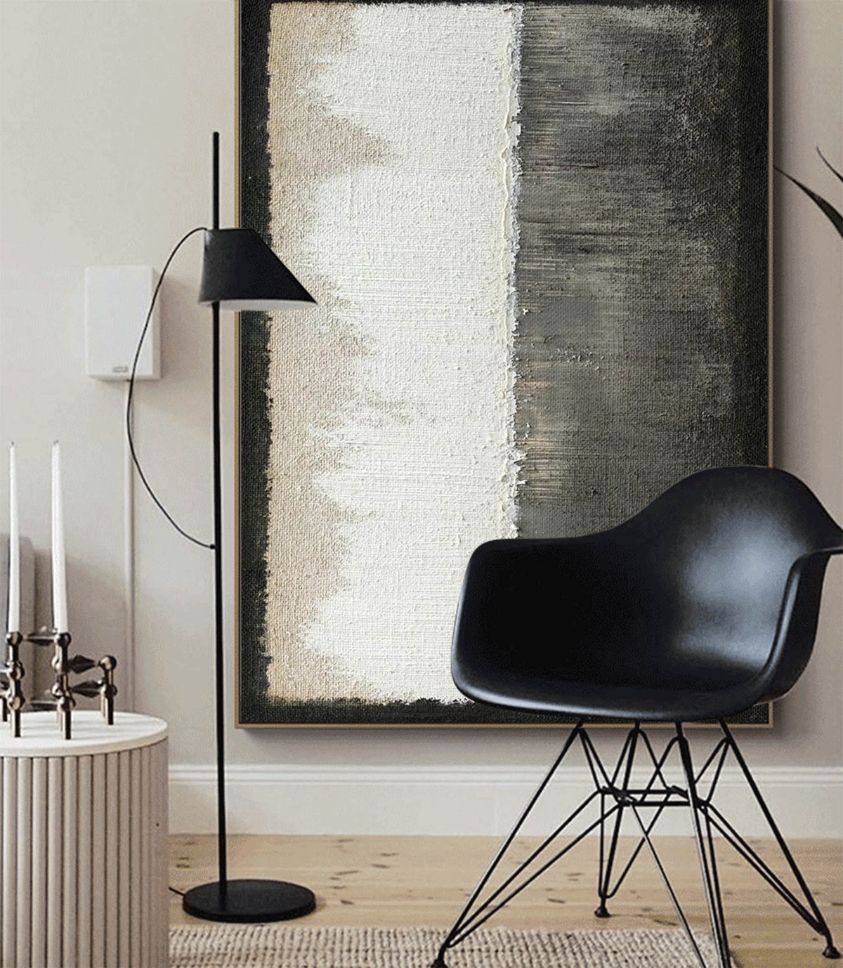 Monochrome Split Panel Abstract Painting