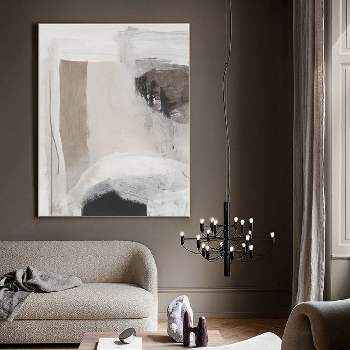 Beige Abstract Minimalist Painting