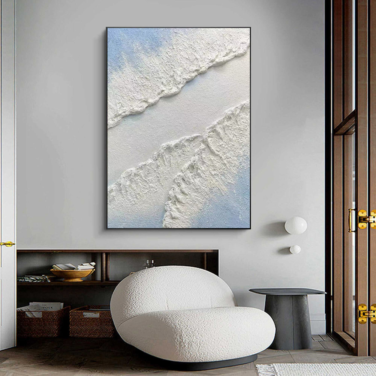 Textured Coastal Waves Abstract Painting