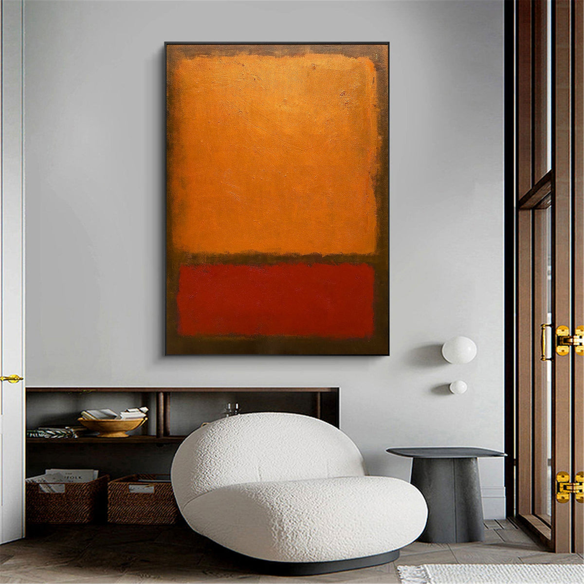 Warm‑Tone Color‑Block Abstract Hand‑Painted Thick Textured Artwork