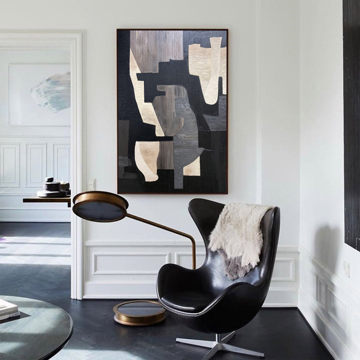 Monochrome Geometric Block Painting