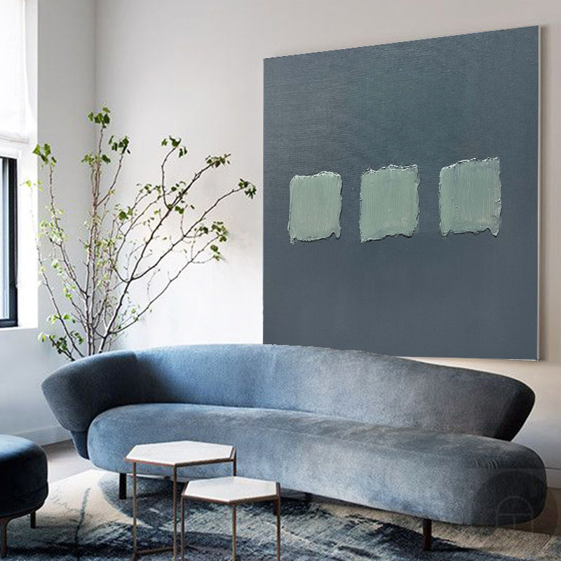 Wall Art Sage Green Textured Squares on Grey Abstract Minimalist Texture Bedroom