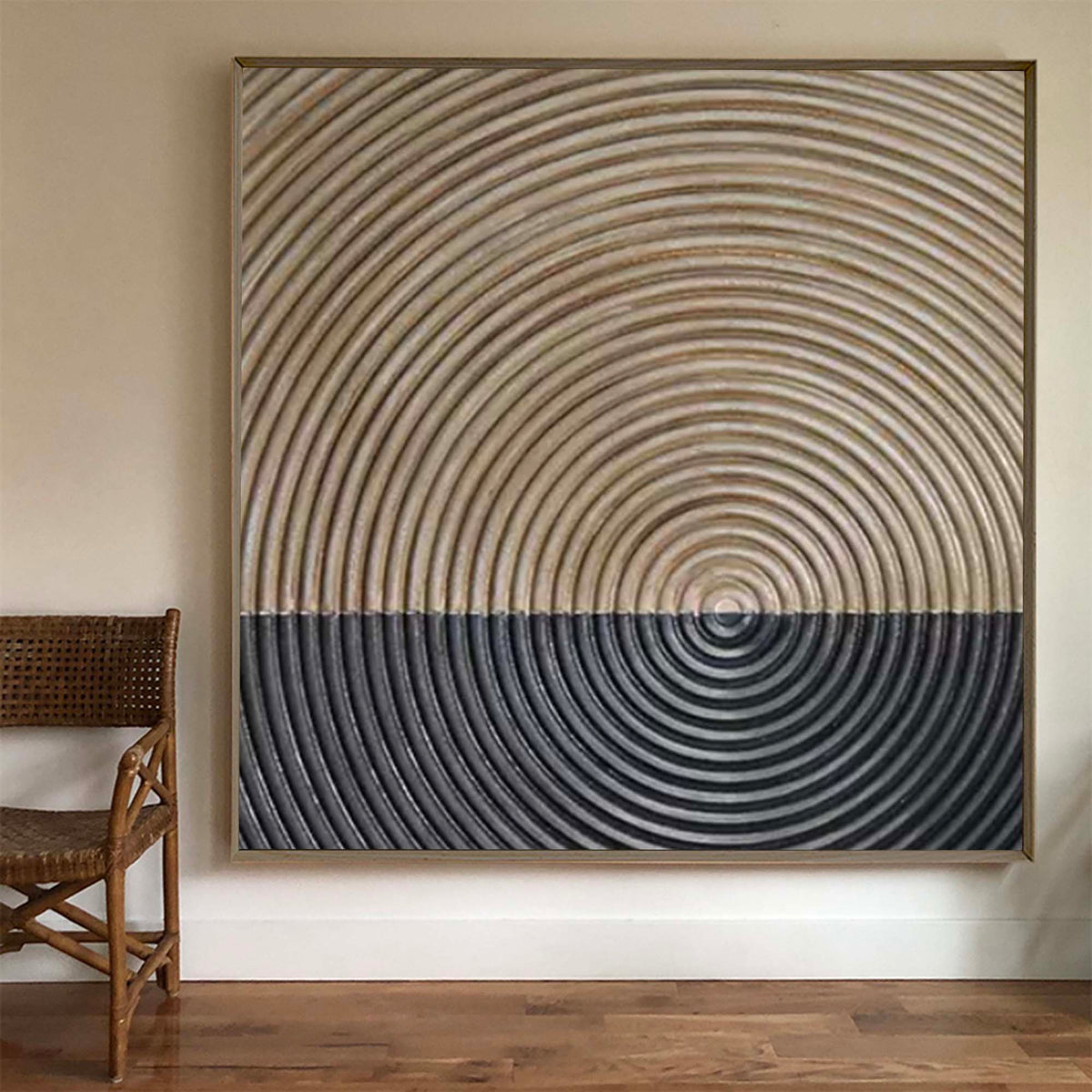Minimalist 3D Textured Concentric Circles Wall Art