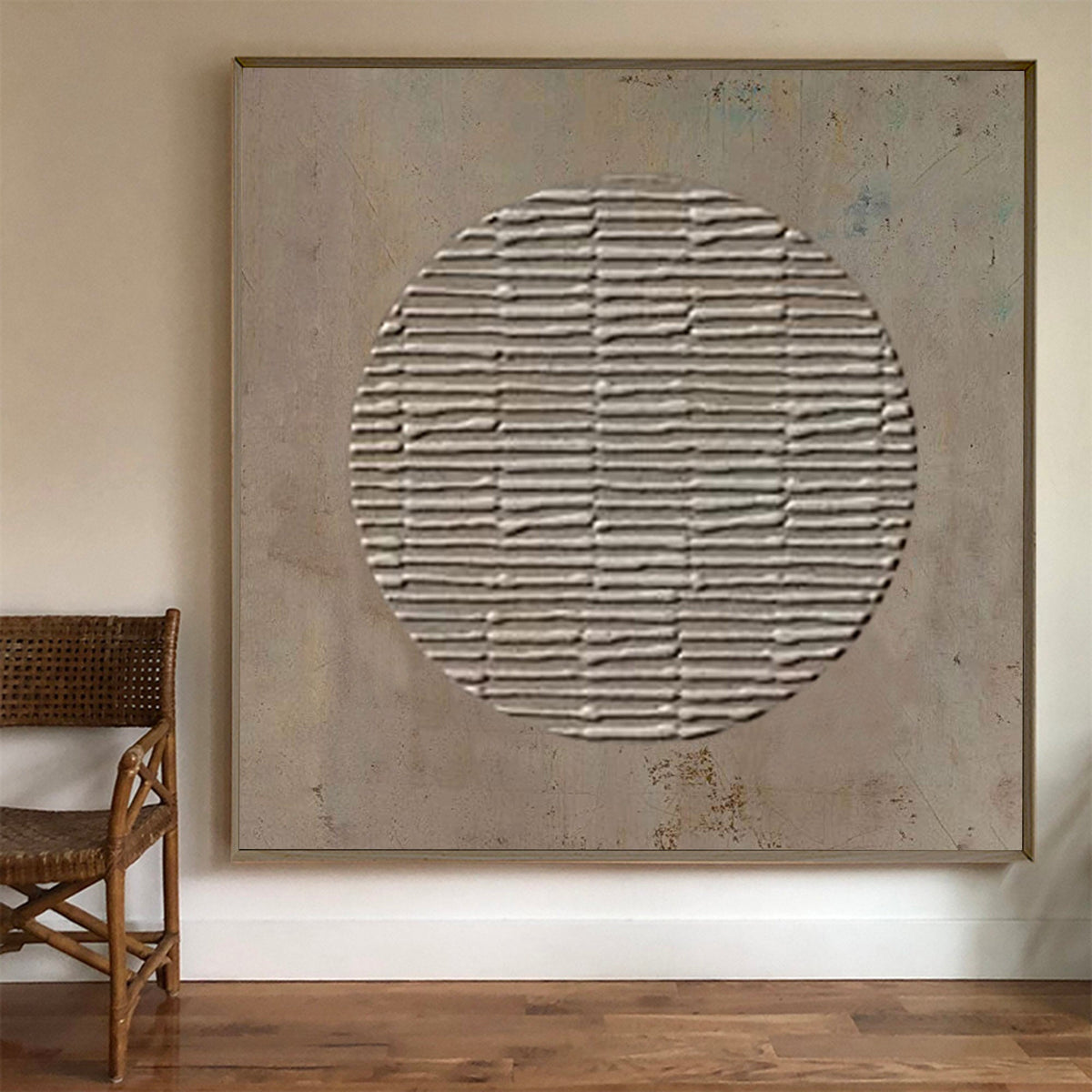 Textured Circular Relief Oil Painting