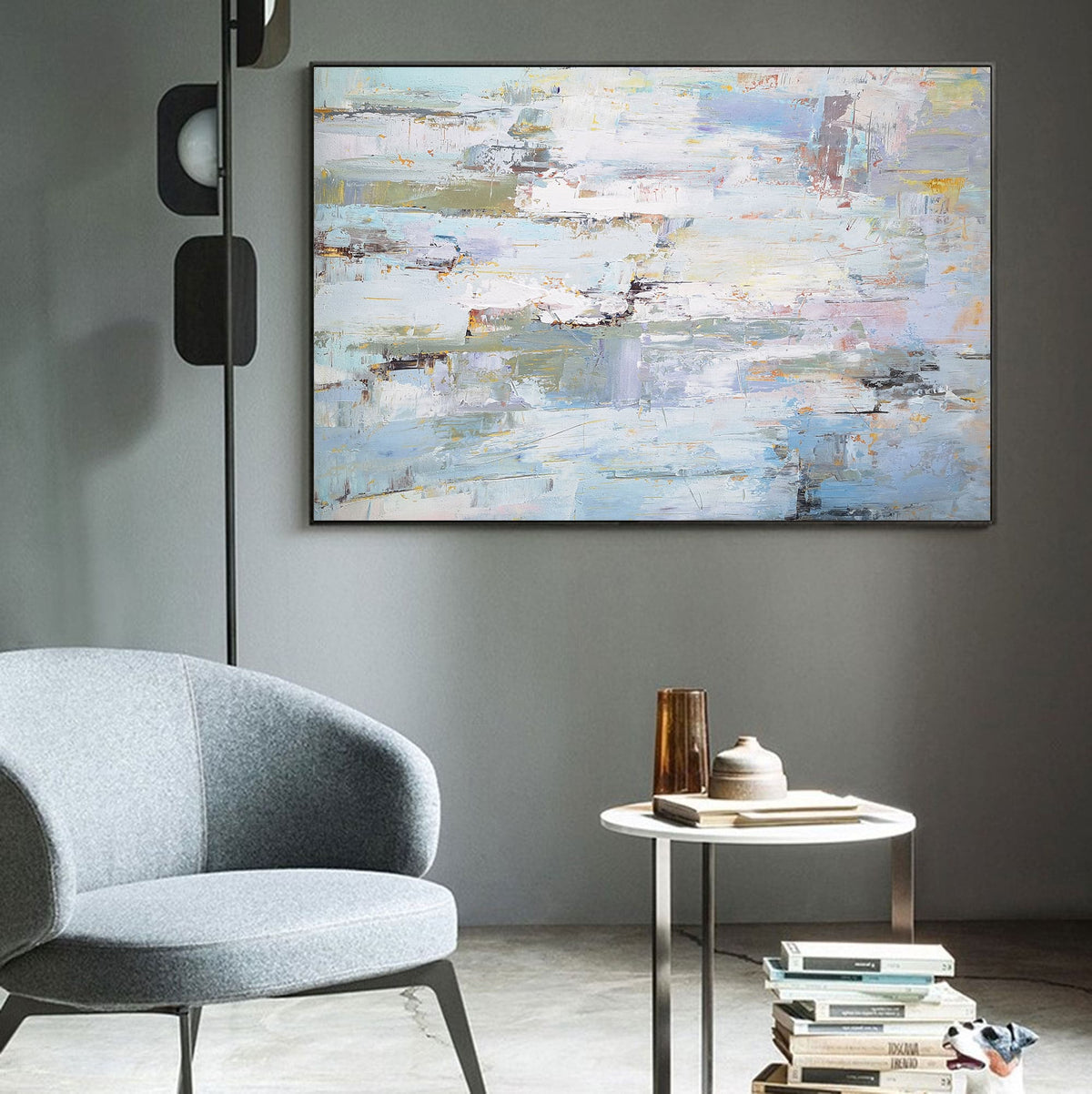 Soft Coastal Horizon Abstract Painting