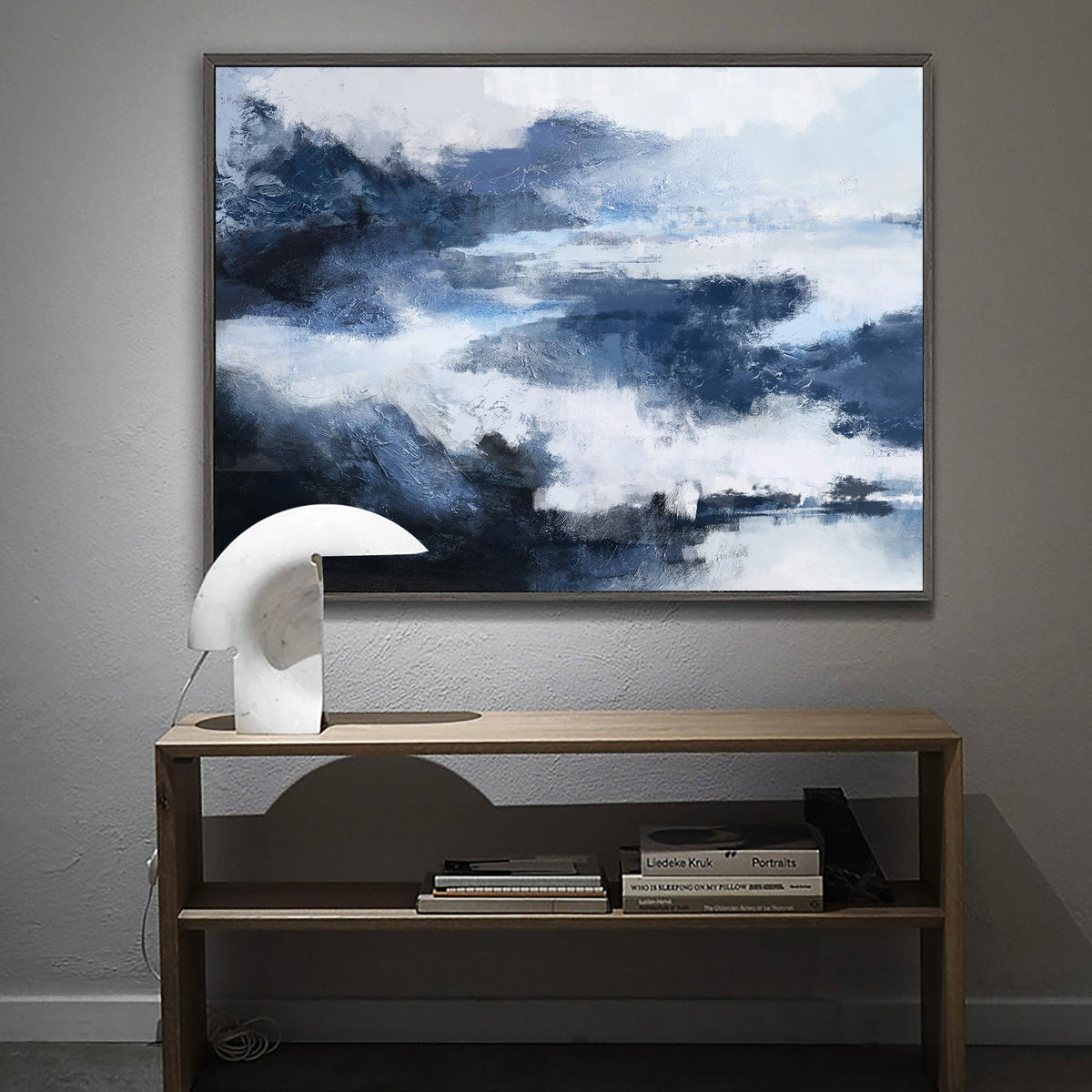 Dramatic Indigo Cloudscape Painting Horizontal