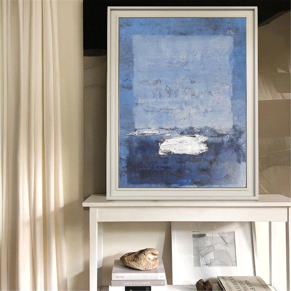 Luminous Blue Seascape Painting Vertical
