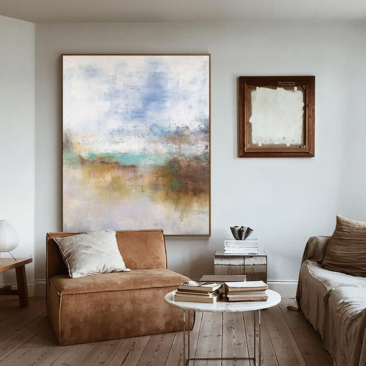 Serene Coastal Abstract Oil Painting