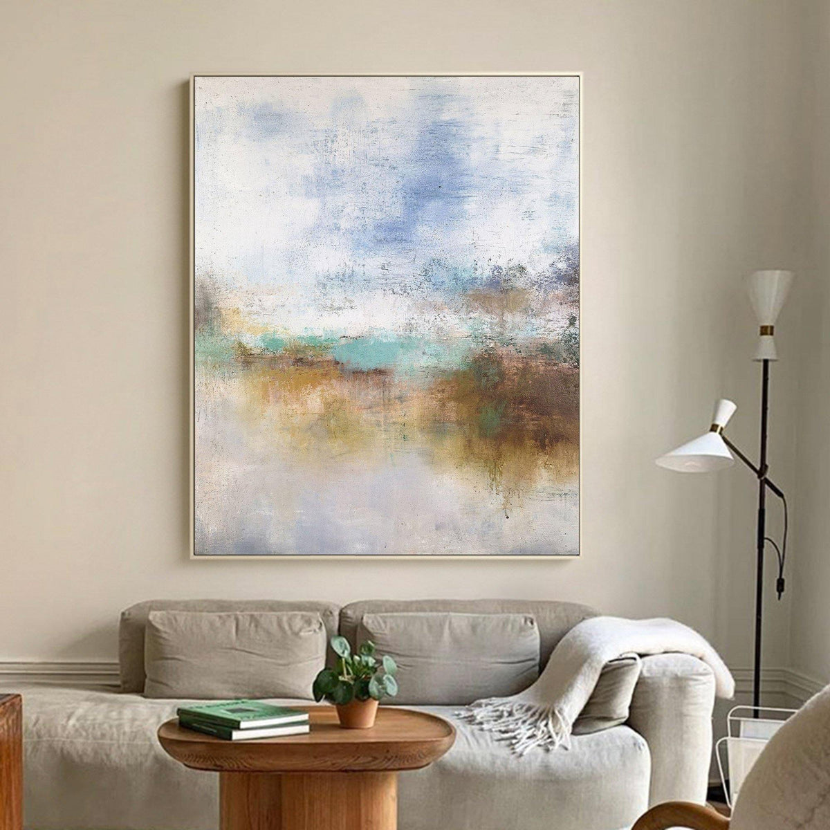 Serene Coastal Abstract Oil Painting