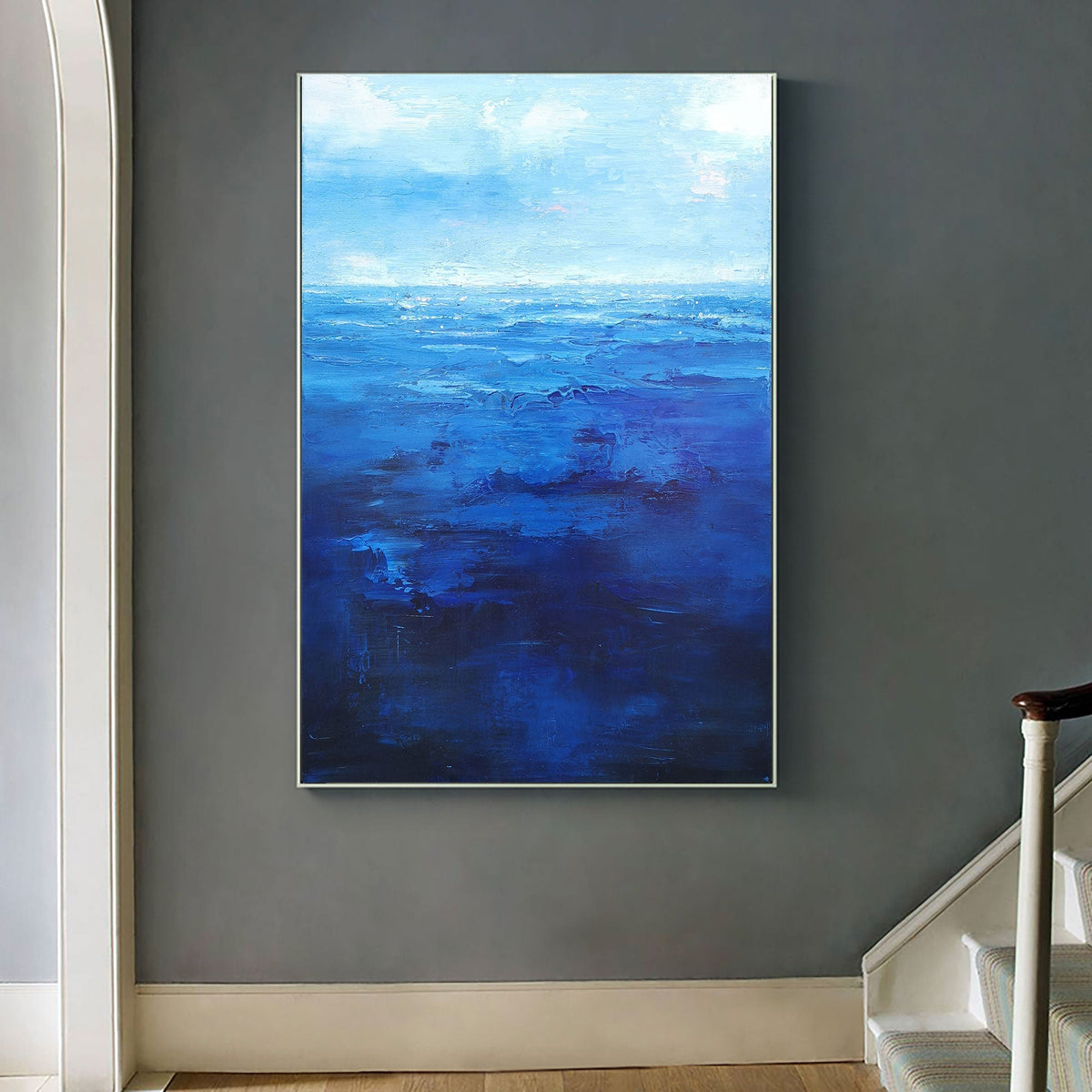 Deep Blue Seascape Oil Painting Vertical Wall Art