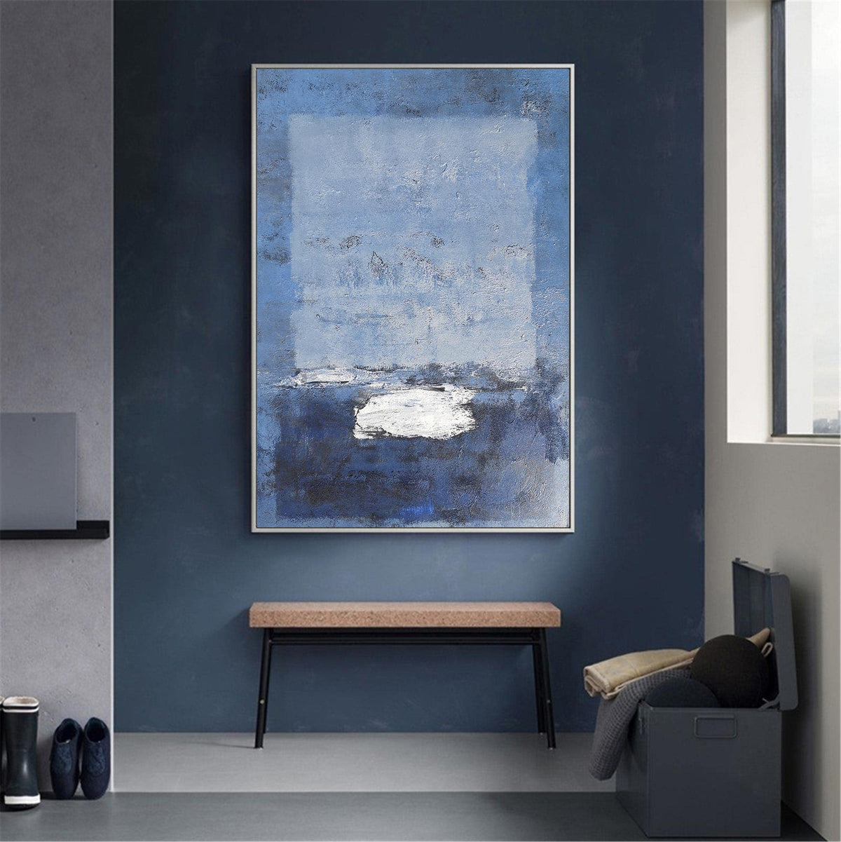 Luminous Blue Seascape Painting Vertical