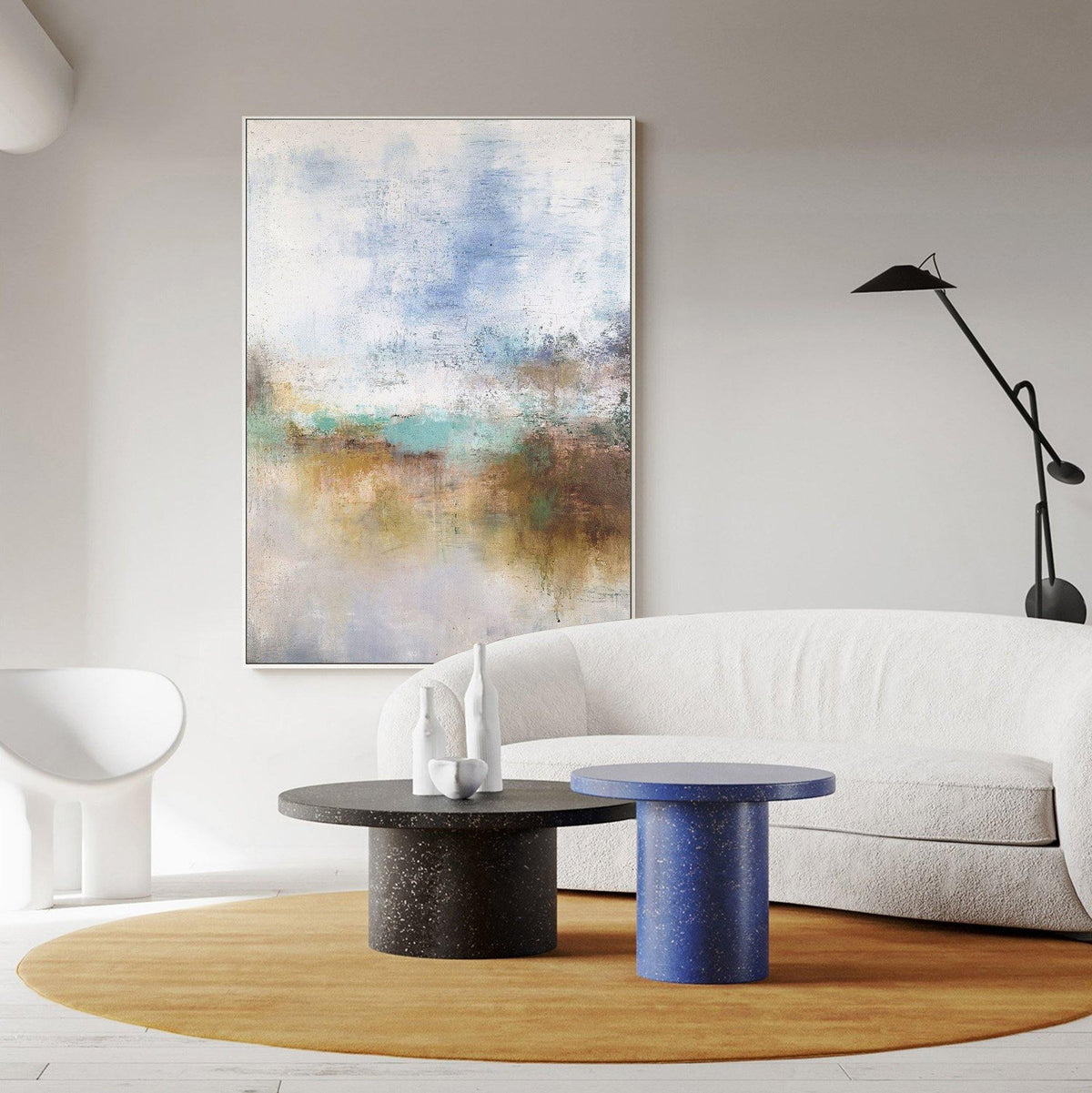 Serene Coastal Abstract Oil Painting