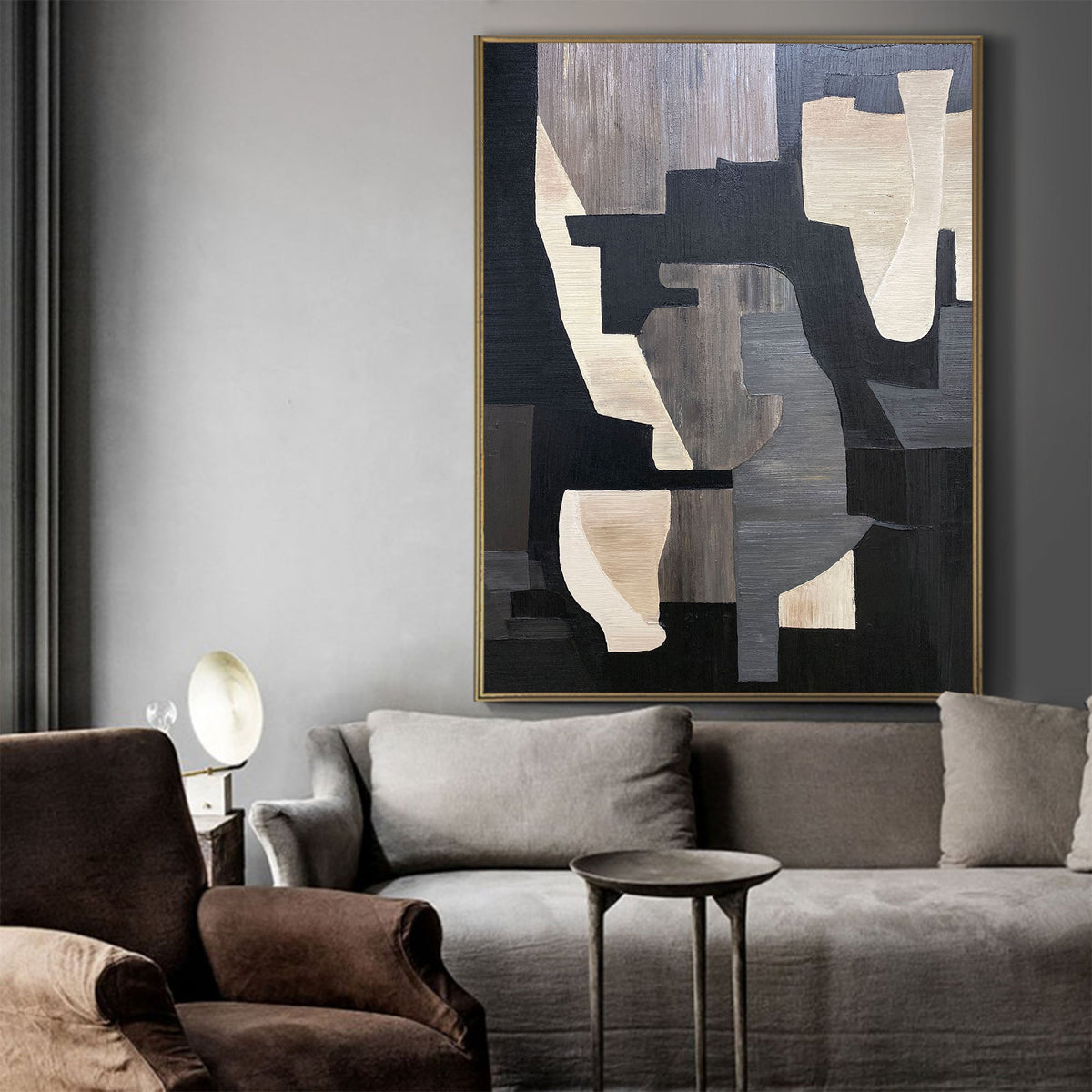 Monochrome Geometric Block Painting