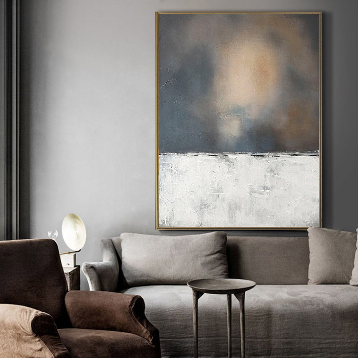 Minimalist Horizon Abstract Painting Vertical Textured