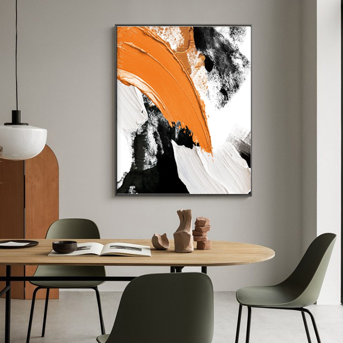 Vibrant Orange Abstract Oil Painting