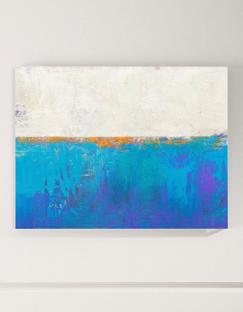 Original Blue Seascape Skyline Painting