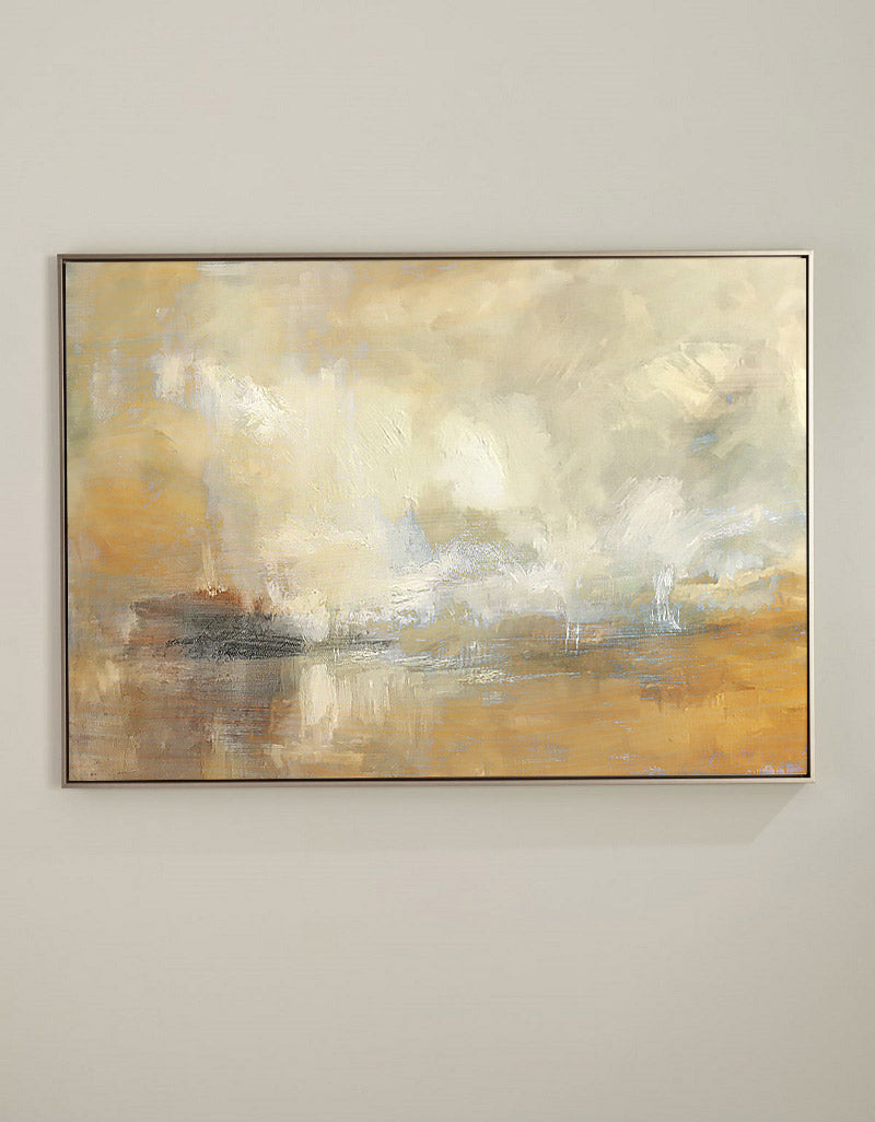 Neutral Beige Landscape Oil Painting