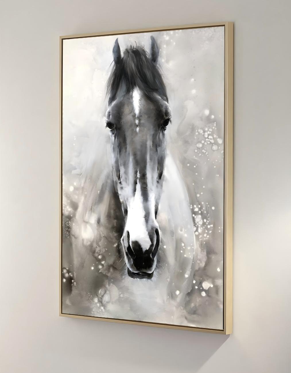Monochrome Horse Portrait Painting