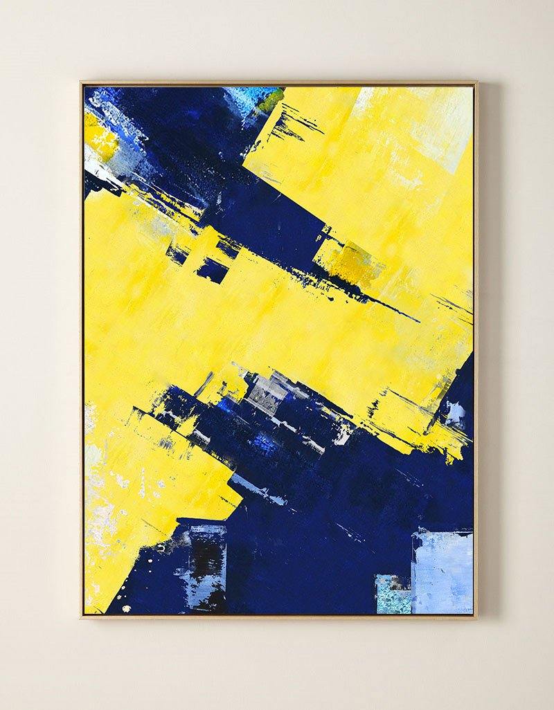 Abstract Blue Yellow Painting