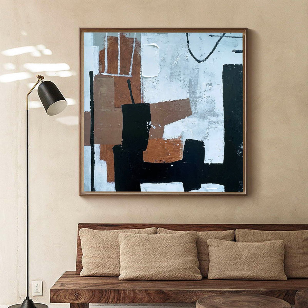 Block Shapes Minimalist Abstract Unstretched Linen Canvas Wall Art