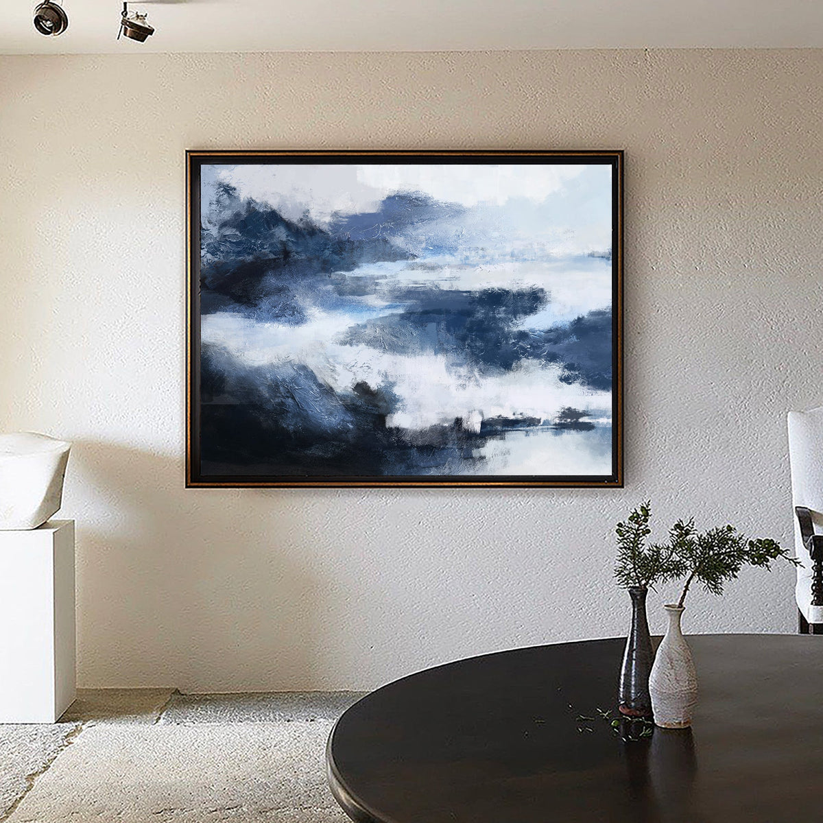 Dramatic Indigo Cloudscape Painting Horizontal