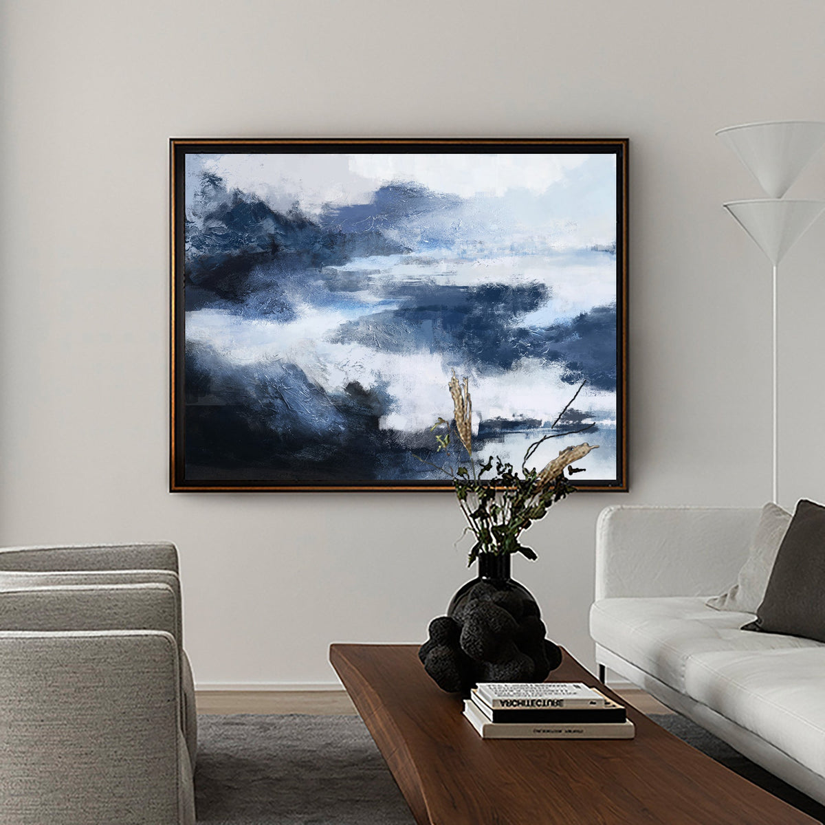 Dramatic Indigo Cloudscape Painting Horizontal