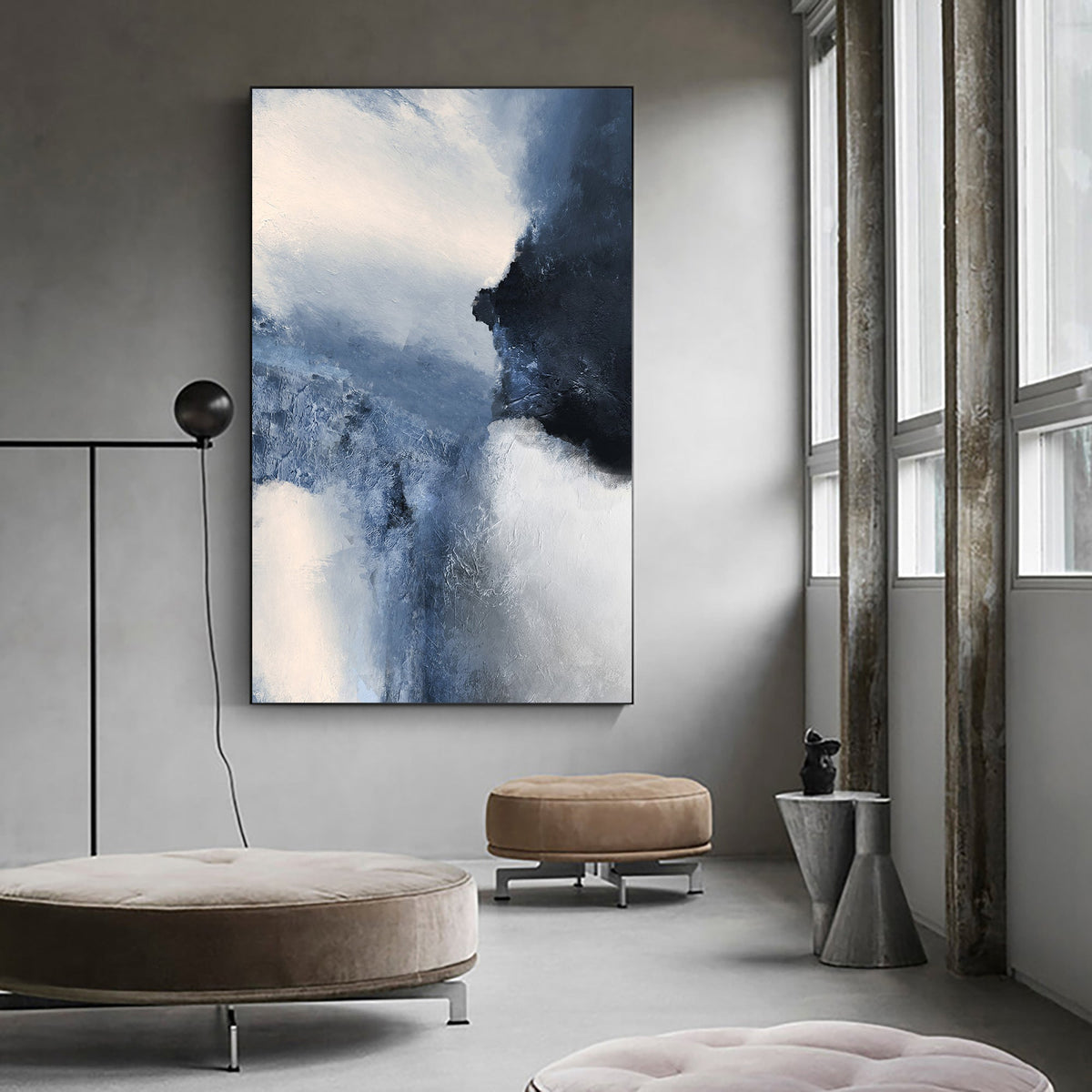 Blue White Cloud Oil Painting Hand Painted
