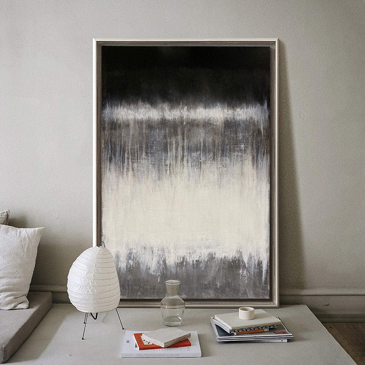Black White Grey Abstract Painting