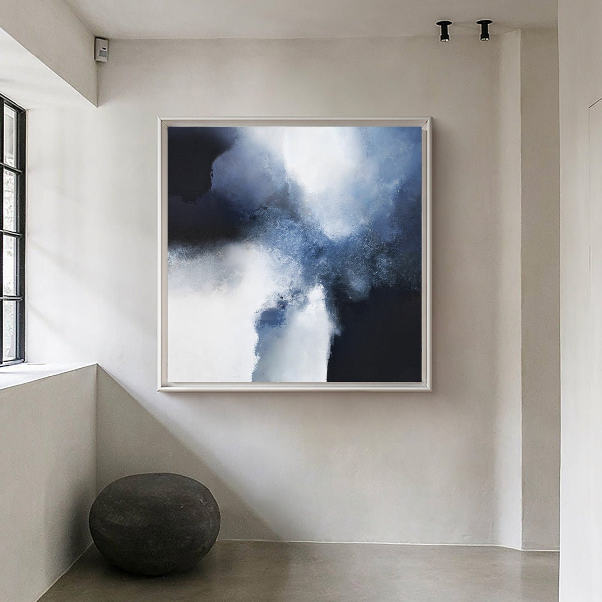 Minimalist Abstract Cloud Painting Navy