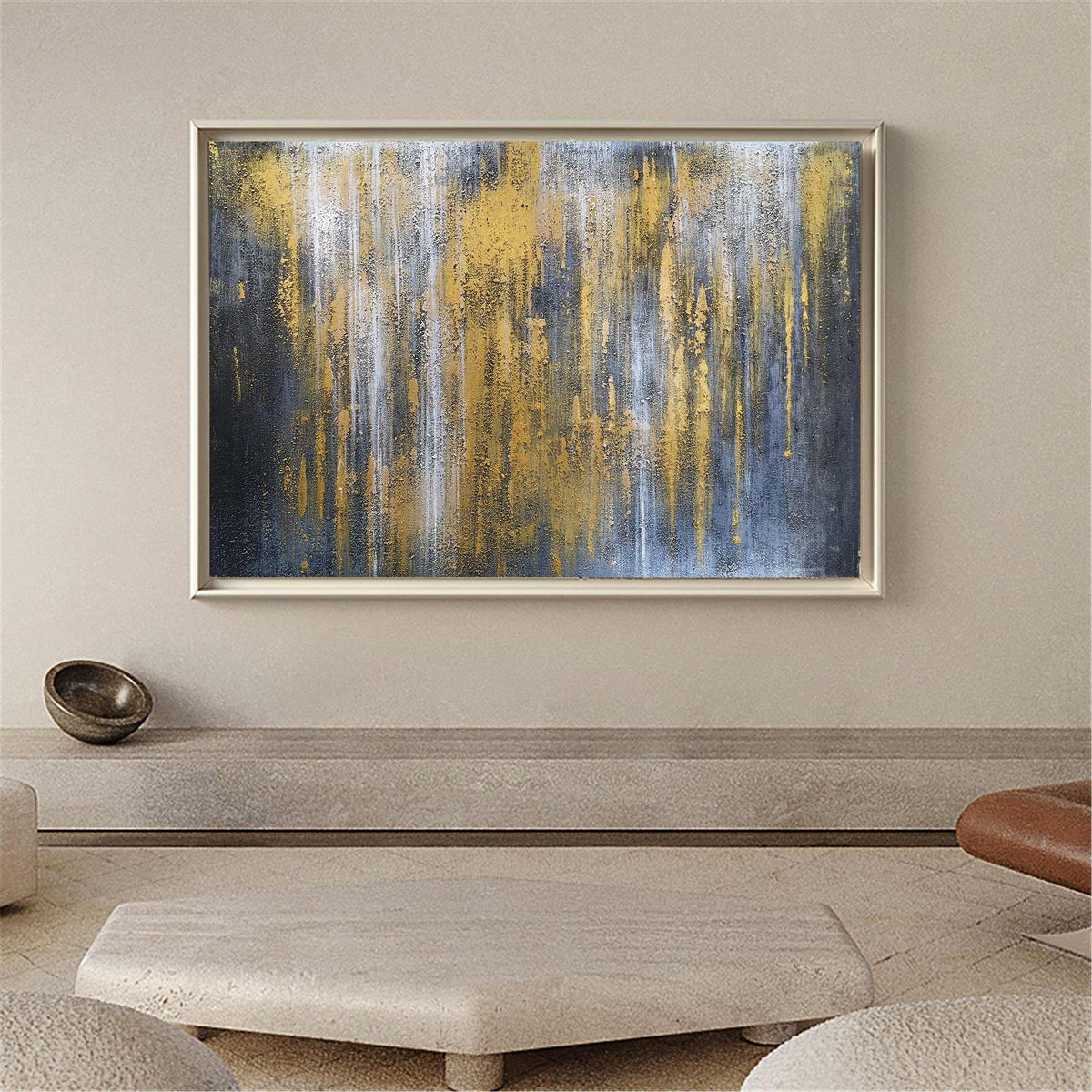 Gilded Rain Abstract Painting