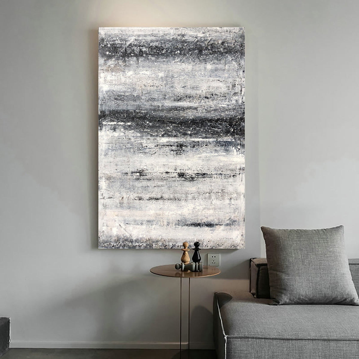 Monochrome Horizon Abstract Oil Painting