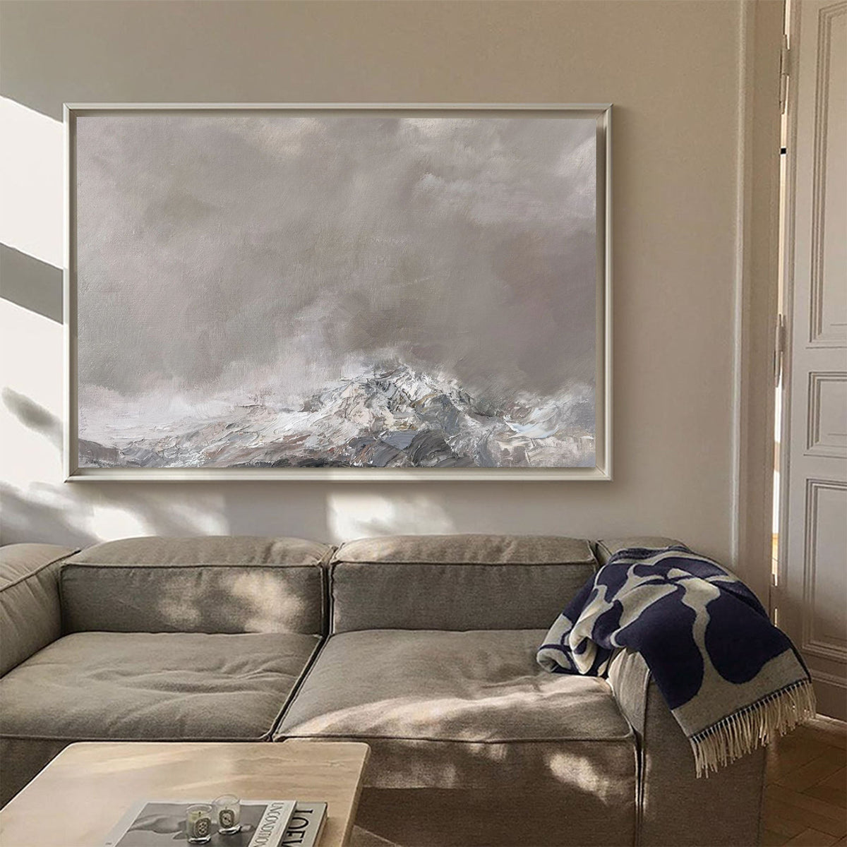 Monochrome Mountain Landscape Abstract Painting