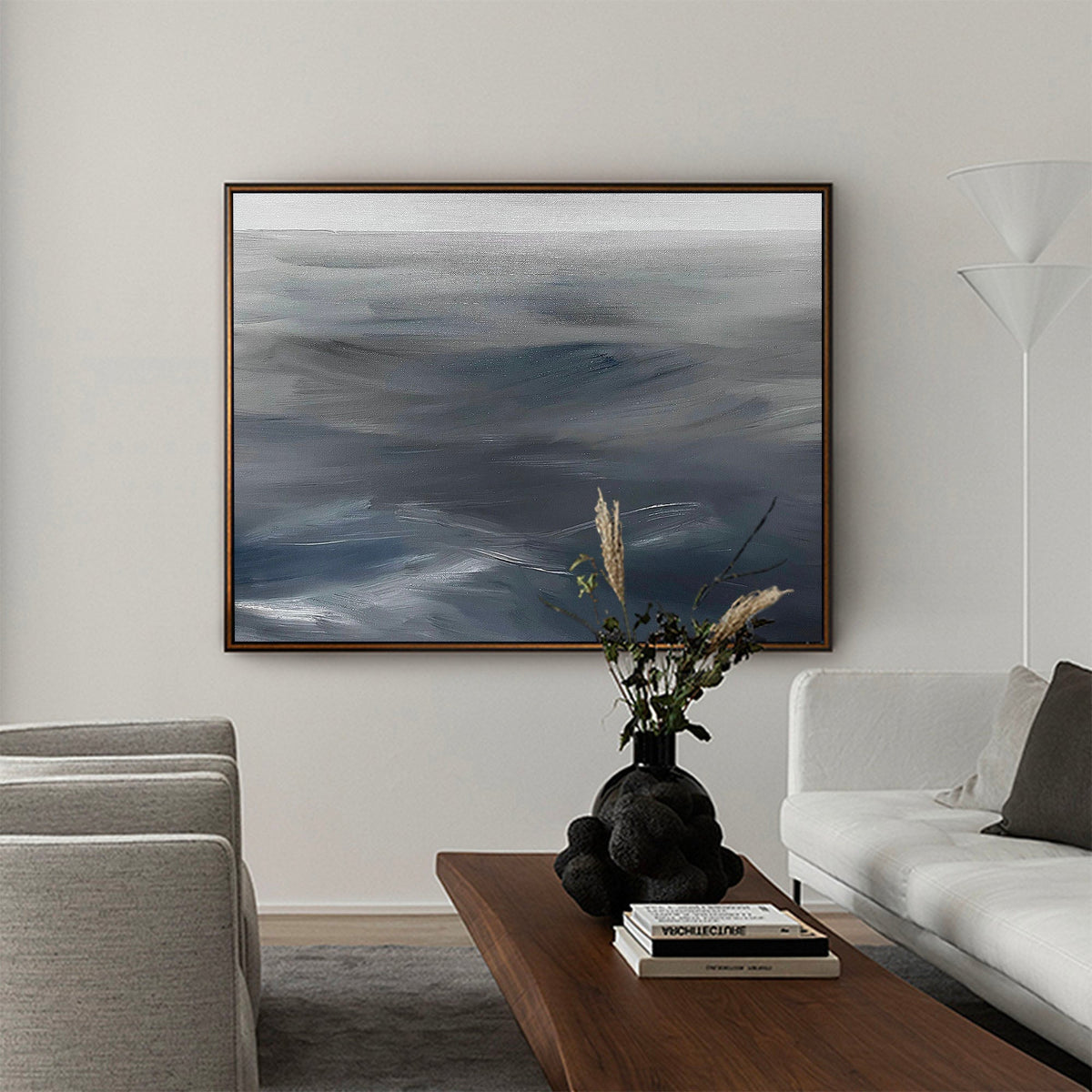 Moody Deep‑Tone Ocean Abstract  Wall Art