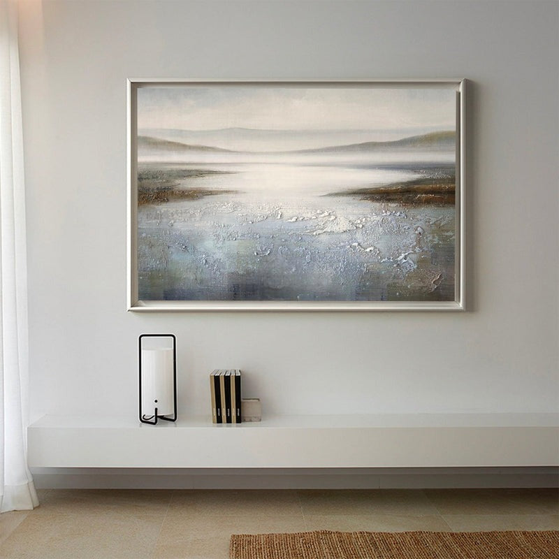 Misty Lake Landscape Painting Horizontal