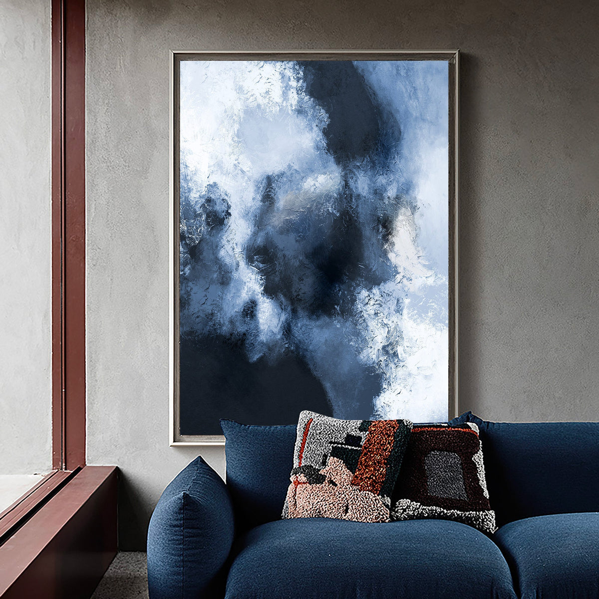 Blue White Cloud Oil Painting Hand Painted