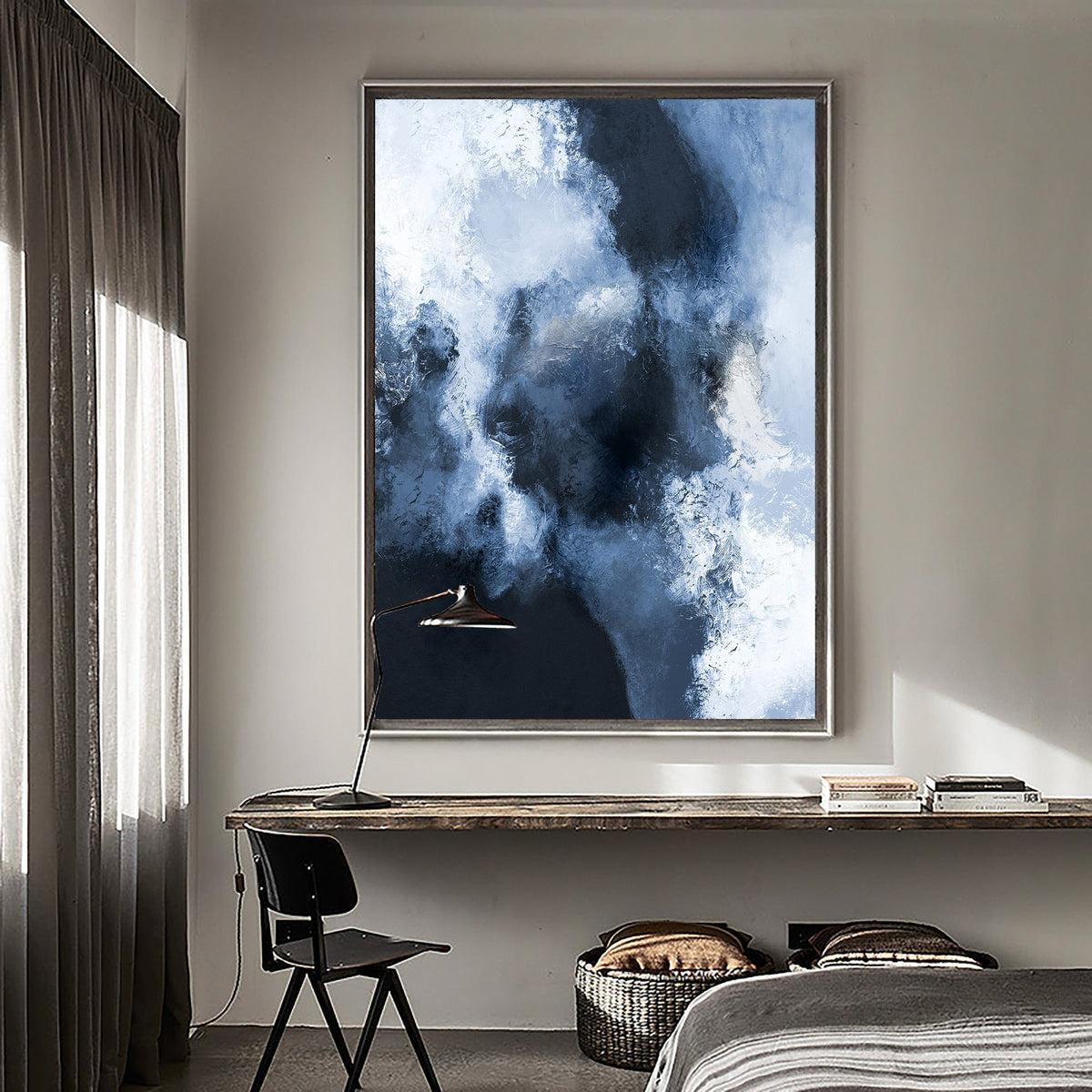Blue White Cloud Oil Painting Hand Painted